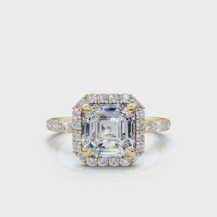 Asscher Halo Pave Ring