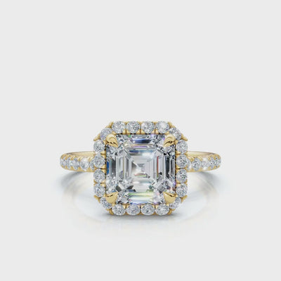 Asscher Halo Pave Ring