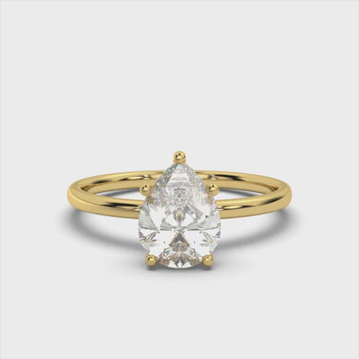 Pear Solitaire Ring with Hidden Halo