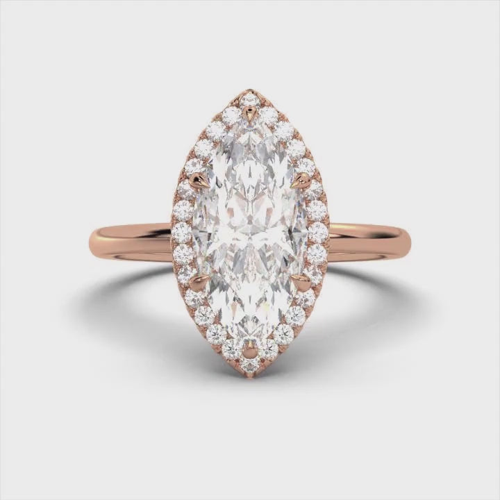 Marquise Halo Classic Solitaire Ring