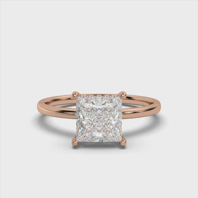 Princess Cut Solitaire Ring with Hidden Halo